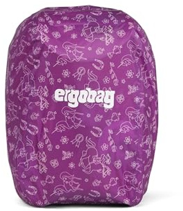 ergobag Regenschutz für Kindergartenrucksack Regenschutz Mini Mini Kindergartenrucksack, wasserdicht, Leuchtfarben, Reflektoren, Gummizug Pferde - Lila
