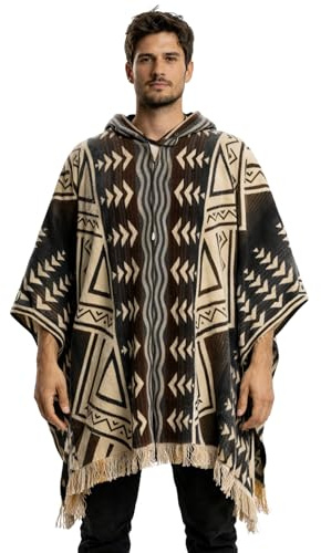 Gamboa Premium Poncho Uomo Alpaca Cappotto Giacca Leggero Poncho Coperta Autunno Inverno Prodotto nell'Ecuador