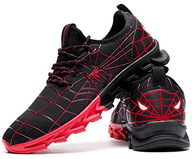 Boys Girls Shoes Kids Running Tennis Sneakers Non Slip Breathable Strap Athletic Sports Shoes Spider Web Red 13 Little Kid