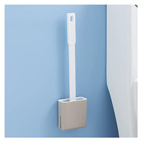 GATEZA Spazzolone Spazzola igienica for la casa Senza punzonatura wcocket Water Muro Appeso Manico Lungo Set di Silicone for la Pulizia del gabinetto Scopino WC (Color : Wall Mount Brown)