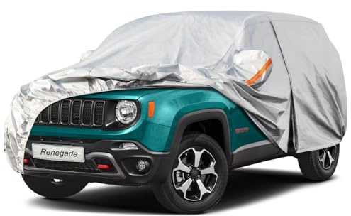 Kayme Autoplane Wasserdicht Atmungsaktiv für Jeep Renegade (2014-2025), 6 Schichten Vollgarage Autoabdeckung für Regen Sonne Staub Schutz Verkratzt, Autoabdeckung mit Reflektierenden Streifen.
