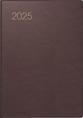 BRUNNEN Taschenkalender Modell 713 (2025), 2 Seiten = 1 Woche, A7, 160 Seiten, Feinster Rindleder-Einband, bordeaux