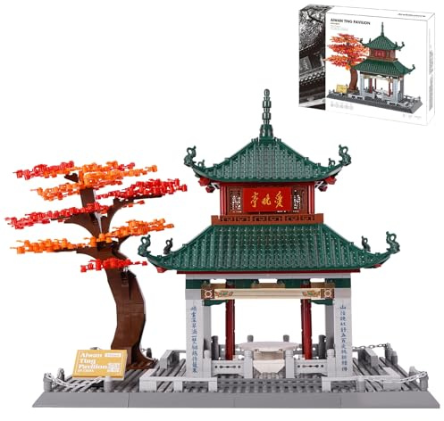 Oichy Chinese Architecture Building Toys Poetic Aiwan Ting Pavilion Building Blocks Educational World Famous Construction Sets for Decorations and Gifts (987pcs)