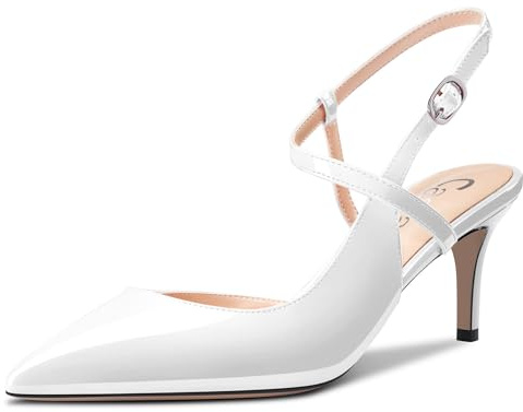 Castamere Donna a Punta Medio Gattini Tacco Heel Cinturino alla Caviglia Pumps Slingback Dress Sandali Fibbia Ufficio Scarpe 6.5 CM Heels