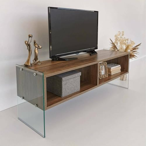 Dmora TV-Regal Algorab 120x35x45 cm Braun 2 Regale 3 Fächer