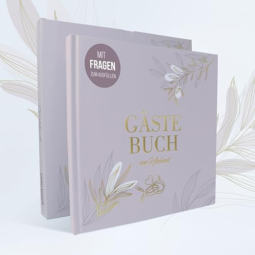 colortouch Gästebuch Hochzeit mit Fragen zum Ausfüllen, 104 Hochwertige Seiten Hochzeitsgästebuch, Premium Papier Hochzeitsbuch mit Hardcover für schöne Erinnerungen, Vintage Hochzeit Gästebuch