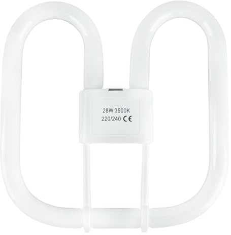 JQslight 28W Compact Fluorescent Lamp GR10q 4-Pin Bulb，CFL Light Bulb 3500K Warm White Non-Dimmable，AC 220V，Low Energy Light Bulb for Flush Ceiling Light，1 Pack.