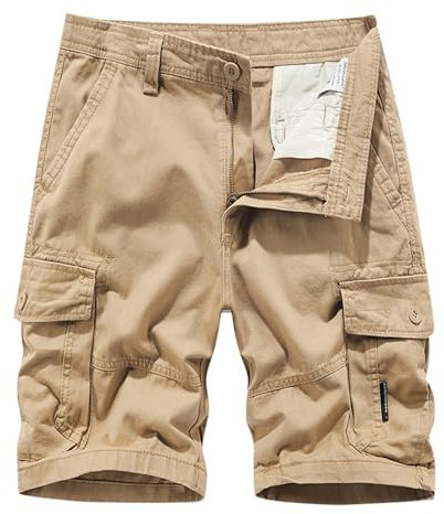 SRZYMJ Kurze Hose Herren Weiß Sommer Shorts Herren Leicht Chino Hose Stretch Regular Fit Cargohose Stretch Hose Business Hose Herren Arbeitshosen Khaki Angelbekleidung 30