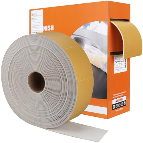 Shineboc Rollos De Papel De Lija De 115 mm X 25 m, Grano 240 Almohadilla De Lijado para Metal, Madera, Pintura, Acero Inoxidable - Ideal como Esponja De Lijado para Aplicaciones Profesionales