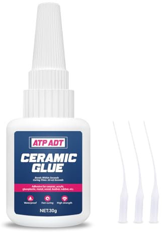 Pegamento Rápido para Cerámica y Porcelana 30g - Adhesivo Instantáneo Ultra Resistente | Reparación de Vidrio, Plástico, Metal, Goma | Manualidades DIY