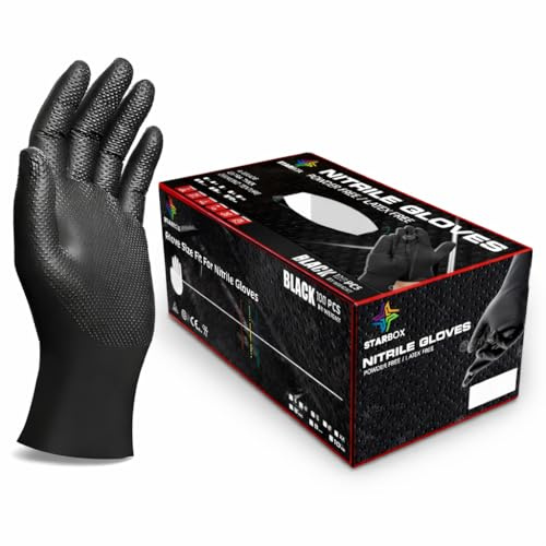 STAR BOX - Gants Jetables Grip Antidérapant - Pack 100 pcs, Idéal Mécaniciens, Bricolage, Artisans Industriels - Adhérence, Protection Maximale, Confort Sécurité Professionnelle Taille XL