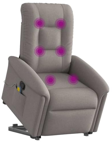 vidaXL Massagefåtölj med uppresningshjälp taupe tyg