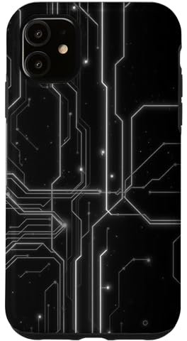 Design lignes de carte mère avec une superbe couleur grise Coque pour iPhone 11
