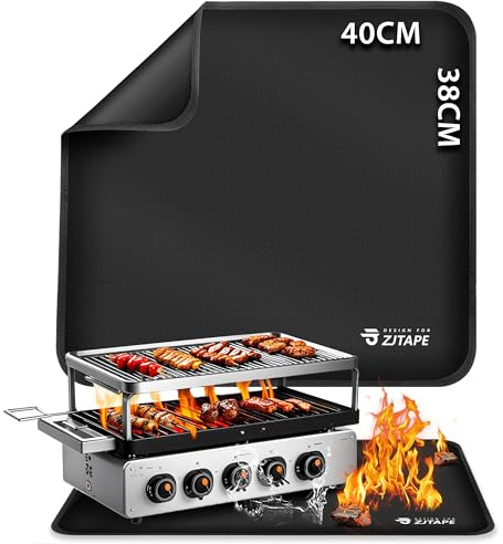 Feuerfeste Matte - Hitzebeständige Grillmatte 38x40cm, Hitzeschutzmatte Schützt Vorbereitungstisch und Outdoor-Grill, Feuerfeste Unterlage Grillmatten