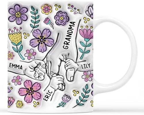 Personal Chic Custom Mug Flowers - Personalised Mothers Day Gifts, Mothers Day Mug, Mothers Day Gifts for Mum, Custom Mum Mug, Nana Mugs from Grandchildren, Gift for Grandma
