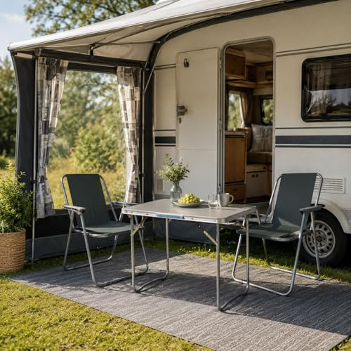 3tlg Campingmöbel Set Outdoormöbel Alu Camping L70xB50xH59cm 1x Campingtisch mit Tragegriff 2 Campingstühle Anthrazit