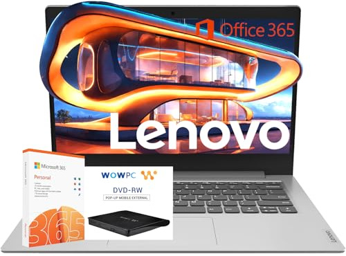 Lenovo IdeaPad 1 Laptop, Intel Pentium N5030 Processor, 14 HD Display, 628GB Storage(128GB SSD + 500GB External Drive), 4GB Memory, Windows 11 Home with MS Office 365 and External DVD Player
