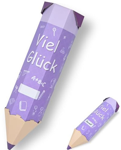 colmanda Schultüte, Geschwisterschultüte Bleistiftform, Schultüte Mädchen Jungen Namen, 3D Bastelschultüte Wellpappe, 41 cm Schultüten Viel Glück Geschenkverpackung Einschulung Schulanfang (Violett)