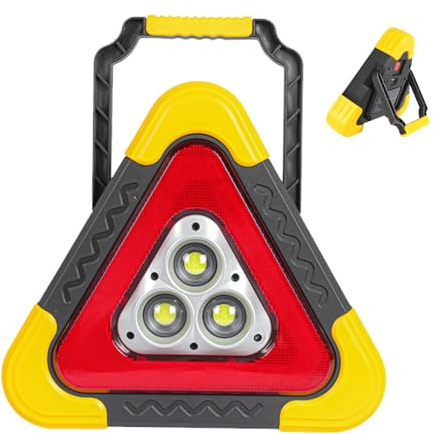 Vehicle Warning Contingency Lights - Roadside 2-in-1 Solar Contingency Triangle Warning Light - USB Rechargeable 4 Modes,180-degree Swivel Adjustable Handle, for Traffic Warnings Field Rescue
