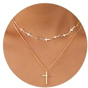 Korshalsband för kvinnor, 14K rullat guld, delikat sterling silverhalsband, litet hänge, Faith Simple Gold Smycken kvinnor och flickor, S