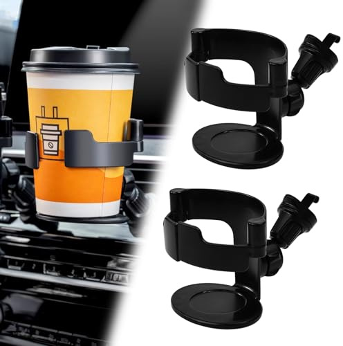 Linzerry 2 Stück Auto Getränkehalter Becherhalter für Lüftung Verstellbar mit 2 Clips Getränke Halter Auto Lüftung Becherhalter universeller Dosenhalter Flaschenhalter für Kaffeebecher Dosen Flaschen