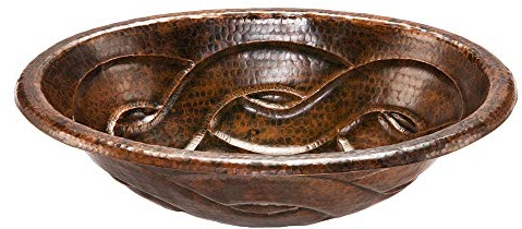 Premier Copper Products LO19RBDDB 19-Inch Oval Braid Self Rimming Hammered Copper Sink, Oil Rubbed Bronze
