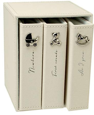 Bambino by Juliana Linen Fabric Set of 3 Baby Photo Albums 4x6