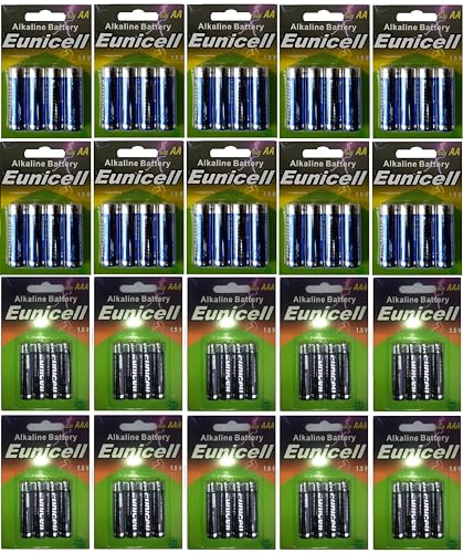 EUNICELL AA + AAA LR6 Mignon LR03 1,5V Alkaline, 80 Stück für Elektronik | 80 EUNICELL AA + AAA: 1,5V, Alkaline; für Fernbedienungen, Spielzeuge, Kameras.