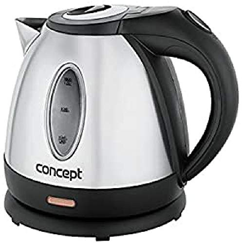 Concept casa dispositivi rk3130 acciaio inossidabile Bollitore Elettrico, filtro removibile anti calcare, 1,2 l, 1630 W, acciaio inox/Nero opacizzato