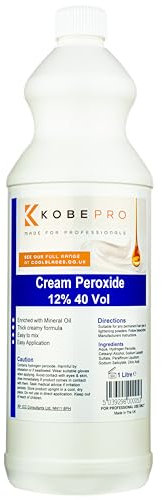 Kobe Cream Peroxide - Works with All Brands of Hair Bleach, Hair Colour / Tint & Lightening Powder - Choice of Strength & Pack Size - 1 Litre - 12% (40 vol)