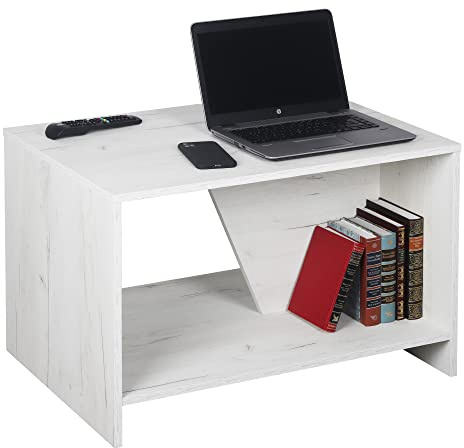 RICOO Couchtisch mit Stauraum Wohnzimmertisch Holz WM091-EP Coffee Table 75 x 50 x 50 cm Tisch Wohnzimmer Sofatisch klein Couch Eiche-Picard