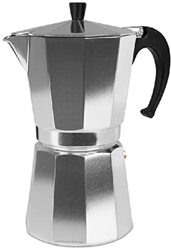 Suinga Cafetière italienne en aluminium - Capacité 12 tasses - Peut être utilisée dans les cuisinières électriques, à gaz ou en vitrocéramique.