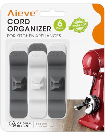 Aieve Cord Organizer for Appliances, 6 Pack Kitchen Appliance Cord Organizer, Appliance Cord Wrapper Cord Holder Cord Keeper Stick on Mixers, Coffee Maker, Pressure Cooker, Blender, Air Fryer
