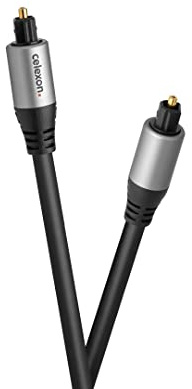celexon Professional Toslink Optical Audio Cable 10m - black - gold-plated contacts, chrome-plated aluminium housing, flexible bend protection