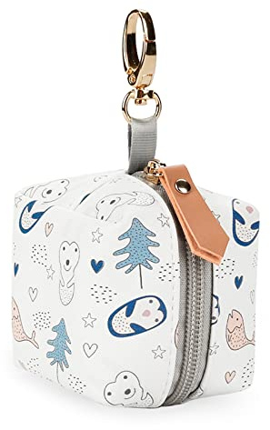 SONARIN Tragbare Schnullerbox für Baby mit Verschluss für Wickeltaschen,PU Schnullerhalter Schnullertasche Schnuller Aufbewahrungsbox für die Aufbewahrung von 2 Schnullern(Pinguin)