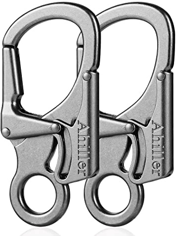 Ahiller Doppelte Verriege Karabiner Schlüsselanhänger Freizeit | Gegen Öffnen-Irrtum, 8cm EDC Clip, Sicherheit für Schlüssel/Hundeband/Rucksack, Galvanisch Rostsicher, Maximallast 100 Kg