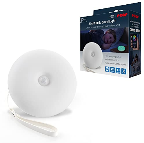 reer NightGuide SmartLight Smart Bluetooth nattlampa för barn, kontroll via app, röstassistent eller på enheten, vit