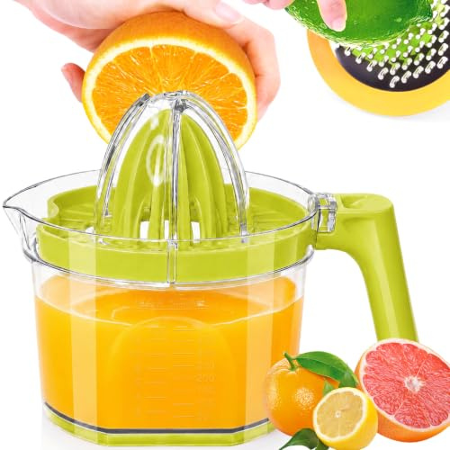 ChefVille Manual Juicer, MJ02 Multifunctional Hand Juicer, Lemon Lime Squeezer with Comfortable Grip Handle, 21-Ounce Capacity Orange Juicer (green)