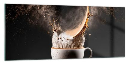 Panorama Bilder auf Glas 100x40cm Glasbild Kaffee Milch Tasse Groß Wanddeko Bild im Glas Schlafzimmer Küche Wandbilder Dekoration Wohnzimmer Modern Wall Decor Wand Kunstdruck Art GAB100x40-5718