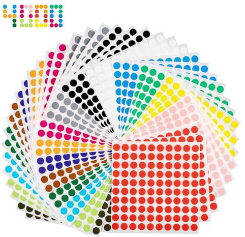 Gommettes Rondes Gommettes Autocollantes 4000 Pcs 10mm Gommette Couleur Codage Étiquettes Pastille Couleur Autocollante pour Fournitures de Bureau Famille École Calendriers, 16 Couleurs