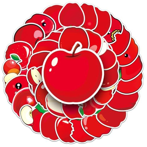 Adesivi Apple |50 adesivi in vinile impermeabili a forma di mela per bottiglie d'acqua, biciclette, laptop, frigoriferi, bagagli, computer, cellulare, skateboard, bici