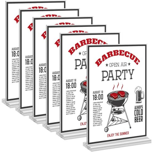 A4 Acrylic Sign Holder,6 Pcs T-Shape Double-Side A4 Perspex Display Stand,Perspex Clear Poster Menu Holders for Office Shop Restaurant School