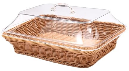Gralara Cestino per il pane in imitazione rattan, vassoio da portata per cesto di frutta intrecciato rustico per tavolo da picnic all'aperto, grande