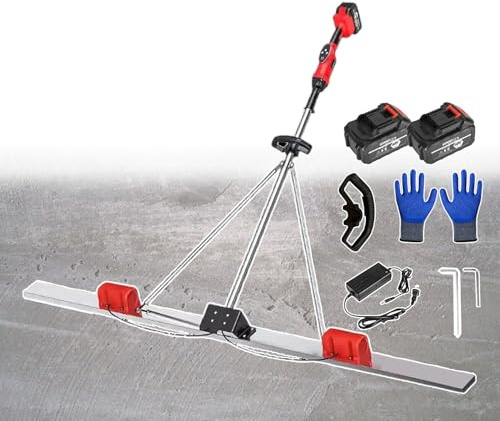 smafoseedding Outil vibrant de finition de ciment pour chape, chape vibrante électrique, avec 2 moteurs, 12 gants et 2 batteries, pour les travailleurs de la construction routière et les maîtres de