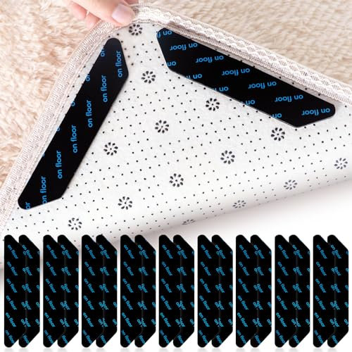 Quelcc 32 Stück Antirutschmatte für Teppich, Waschbare und Wiederverwendbare Anti Rutsch Teppichunterlage, Teppich Antirutschunterlage, Antirutsch Pads Zur Verhinderung des Verrutschens des Teppichs