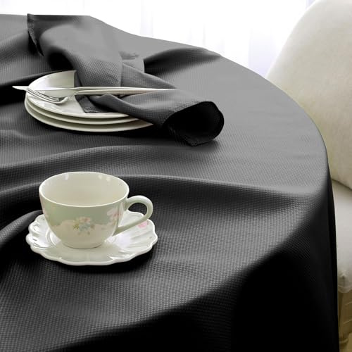 Softalker Outdoor Tischdecke Abwaschbar Rund 160 cm Grau Tischdecken Wasserabweisend Tischtuch Fleckschutz Tischdecke Jacquard-Geometrischem Table Cloth für Outside Garten Party Geburtstag Hochzeit