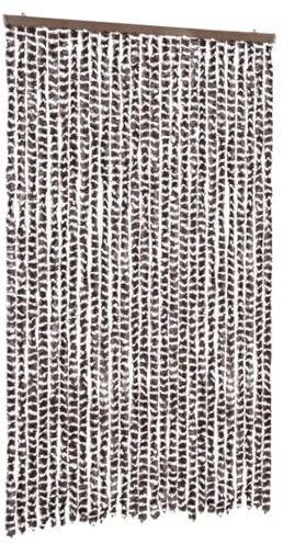 Homgoday Mosquitera para puerta, cortina protectora contra insectos, cortina para puerta, cortina de rayas, protección contra insectos, para puerta de balcón, salón, marrón y blanco, 118 x 220 cm