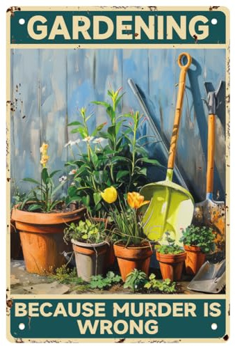 WEBEEDY Funny Garden Retro Metal Tin Sign Hoeing Ain't Easy Sign Garden Tin Sign Decor Thick Tinplate Print Poster for Home Yard Coffee Shop Forest Room Nature Wall Decor,20 x 30cm/ 8x12 Inches