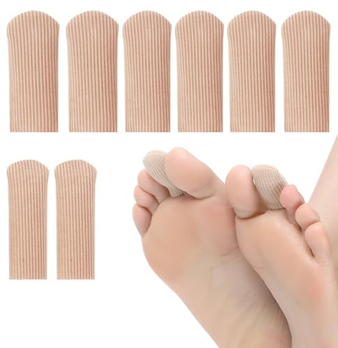 Zehenschutzkappen-Set für Großen Zeh, 8 Stück, Flexibler Stoffüberzug und Silikon-Gel-Füllung, Ideal für Linderung von Hühneraugen, Blasen und Schwielen, Anpassbar und Komfortabel