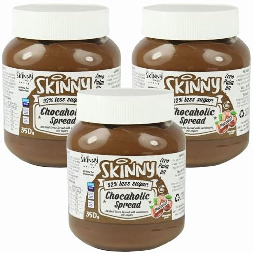 The Skinny Food Co Chocaholic Hazelnut Spread 350g x 3, Chocolate Nut Butter Cocoa Pancake Topping with Welari Thank You Card | (3pack)